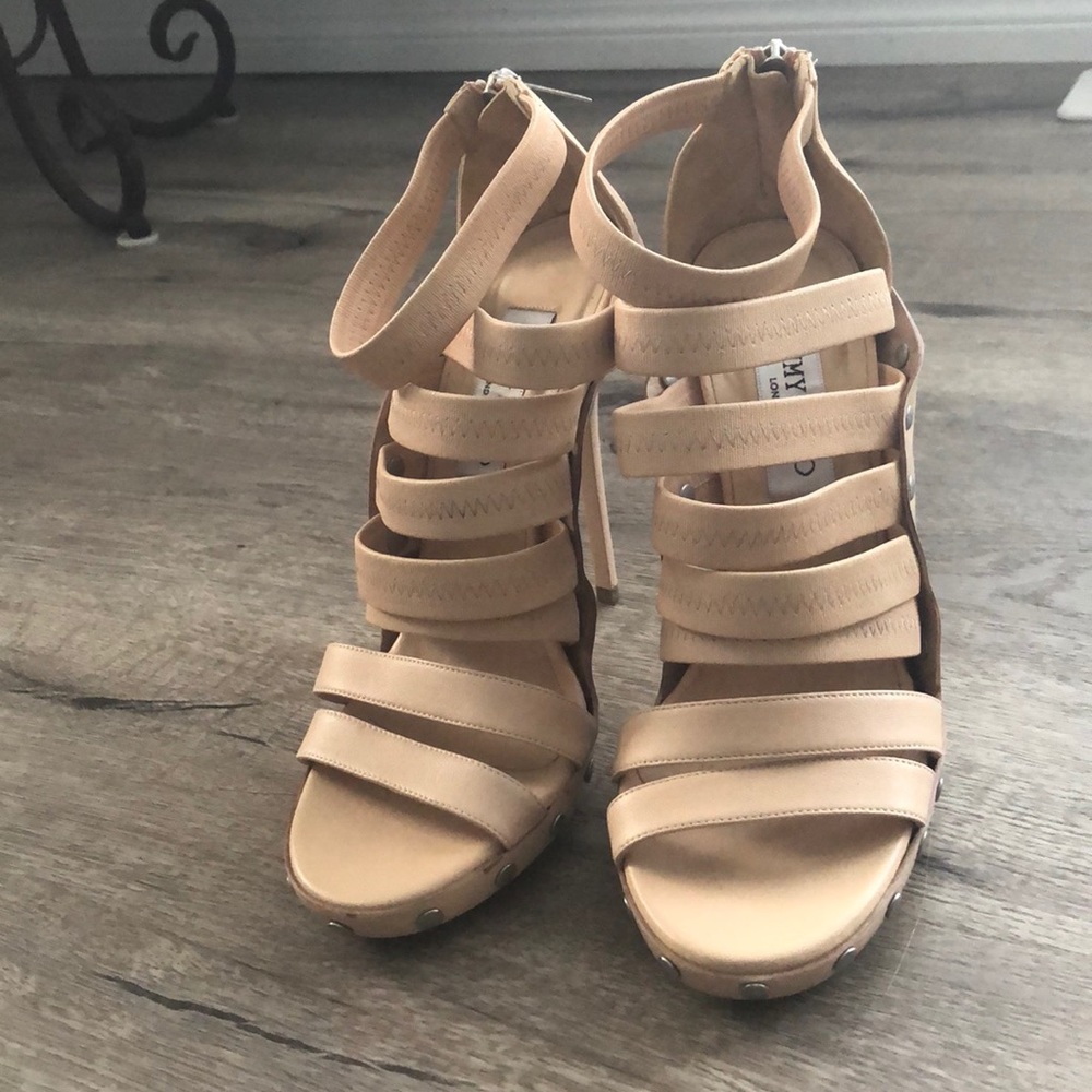 Jimmy Choo nude strappy studded sandals